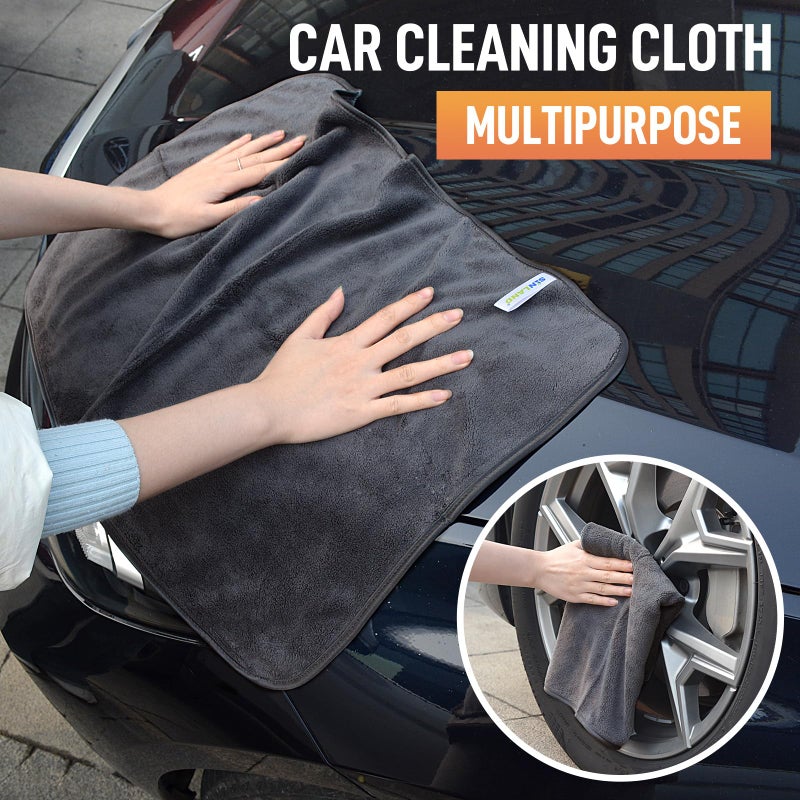 SINLAND Microfiber Car Drying Towels Ultra Absorbent,No Streaks,Scratches, or Water Spots,Wash Cleaning Auto Detailing Towels 380gsm 16inch x 24inch 3Pack Grey - Image 2